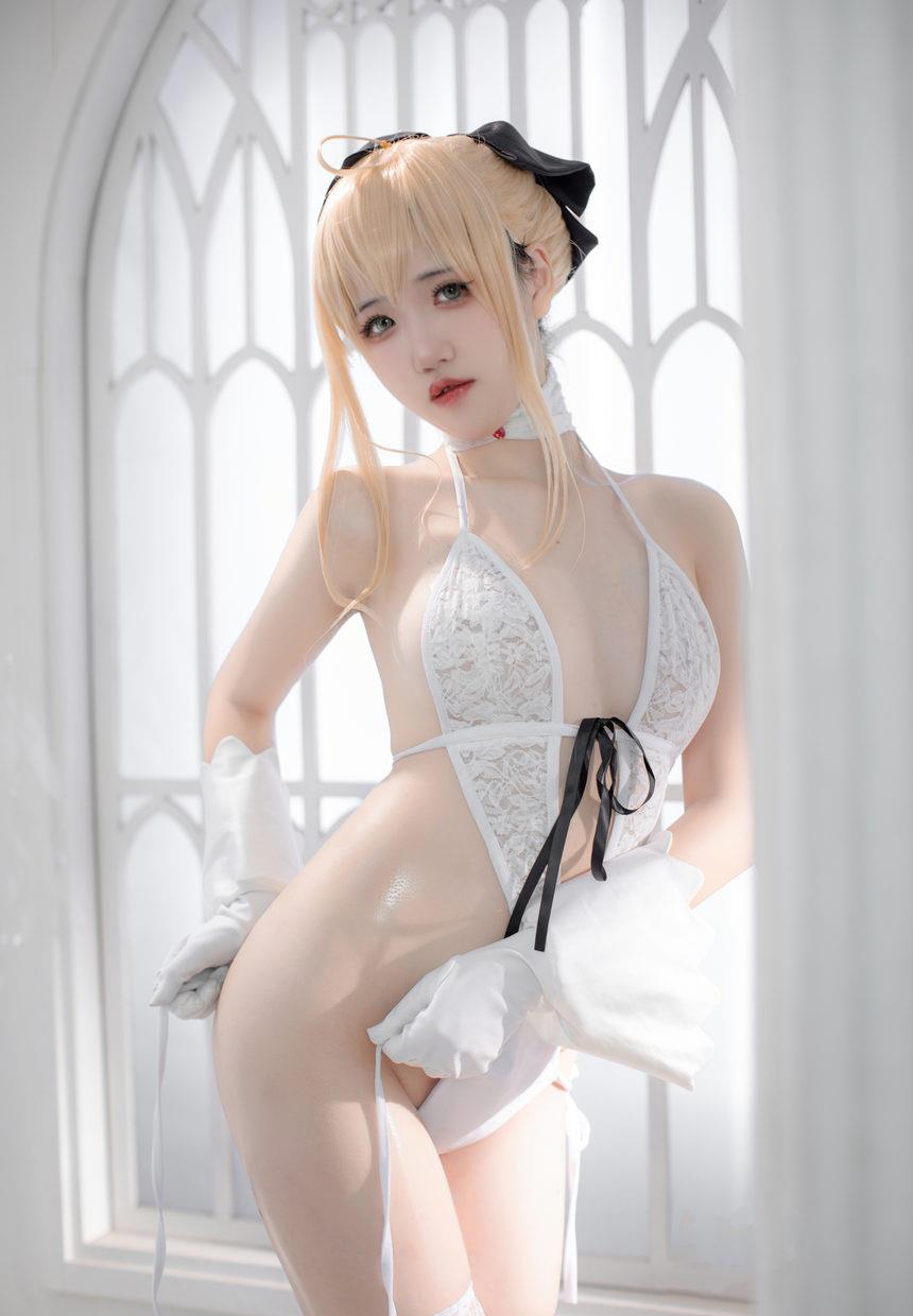 阿薰kaOri – FGO 白Saber [50P-199MB]-优选资源网